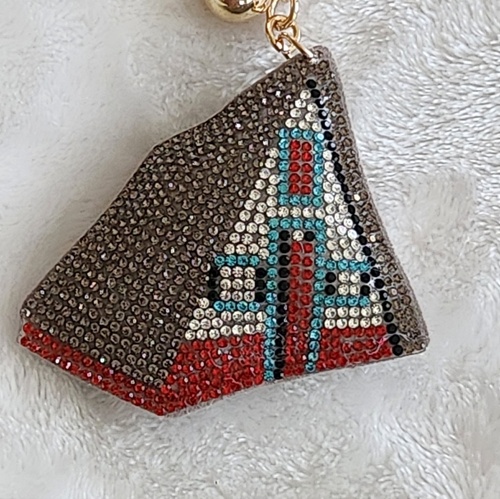 Camping Tent Rhinestone Keychain Bag Charm - Picture 2 of 3